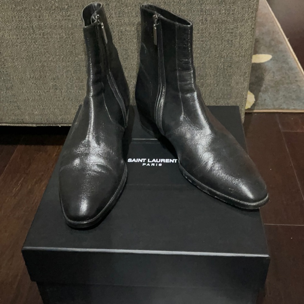 Saint Laurent Wyatt Metallic 40 Zip Boot